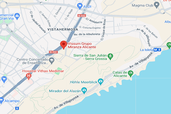 Cómo llegar a la Clínica Oftalmológica Vissum Grupo Miranza Alicante
